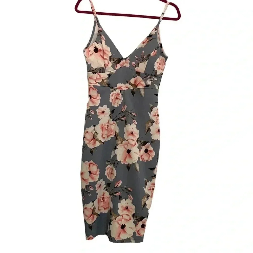 Privy Floral Bodycon Midi Dress Cutout